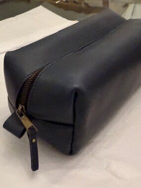 NEW Mens Blue Leather Toiletry bag - great gift